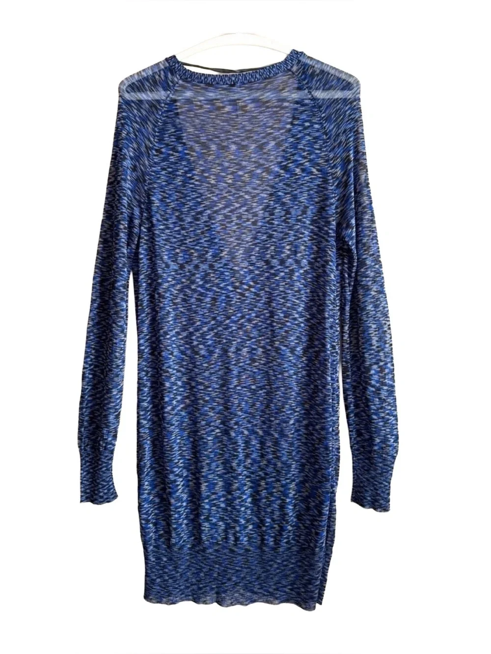 Free People Space Dye V-Neck Button Cardigan Blue Gray Womens L Sweater NWT
